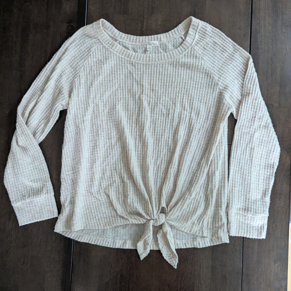 Nine Britton Beige Tie-Front Blouse